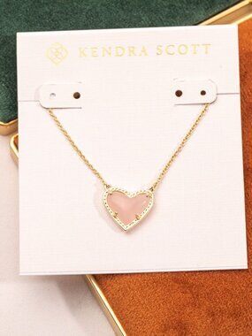 Kendra Scott Gold Ari Heart Rose Quartz Necklace